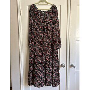 Black Floral Prairie Style Dress